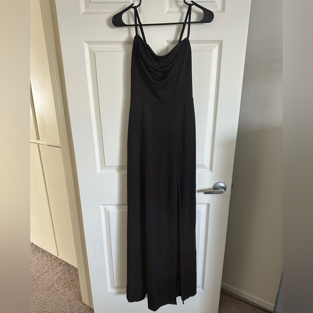 Birdy Grey Black Ash Crepe Dress with Slit - Picture 4 of 4